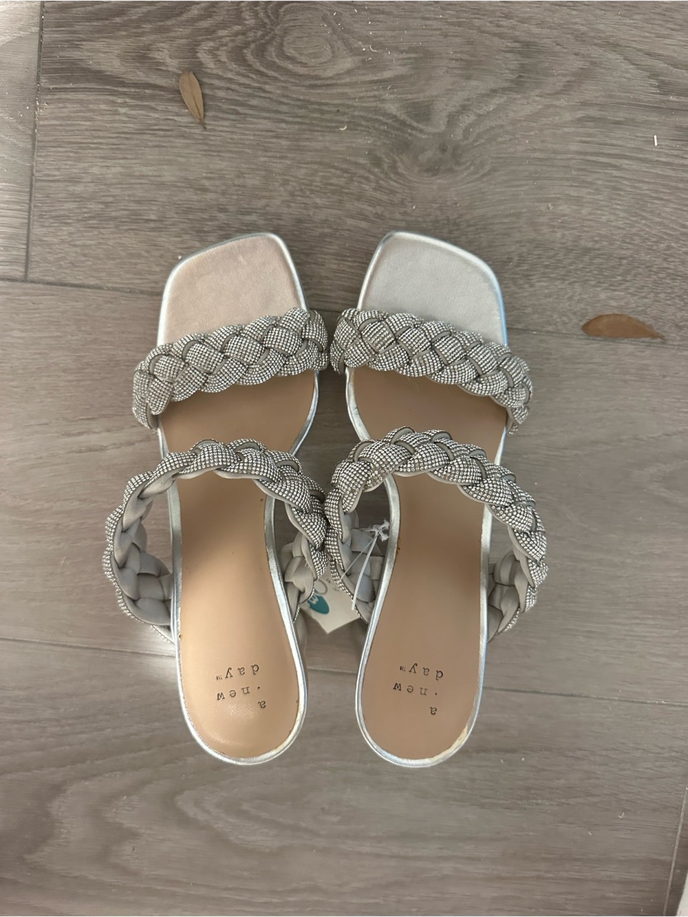 a new day Braided Silver Slide Heels